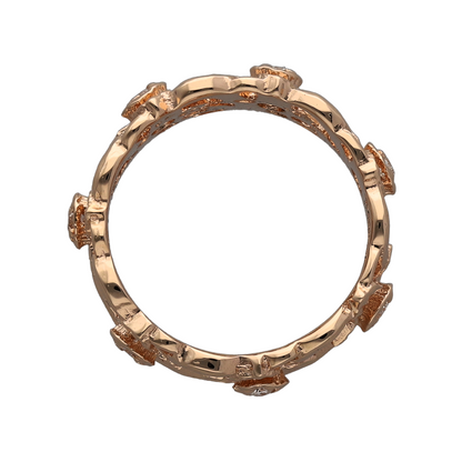 14ct Gold & Diamond Set Open Flower Band Ring