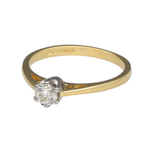 Load image into Gallery viewer, Preowned 18ct Yellow and White Gold &amp; 25pt Diamond Set Solitaire Ring in size L with the weight 2.20 grams. The Diamond is approximately 25pt with approximate clarity VS2 - Si1 and colour J - K

