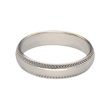 Load image into Gallery viewer, New 9ct White Gold Millgrain Wedding 4mm Band Ring in size N with the weight 2.90 grams
