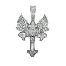 Load image into Gallery viewer, New 925 Silver &amp; Cubic Zirconia Set Winged Cross Pendant
