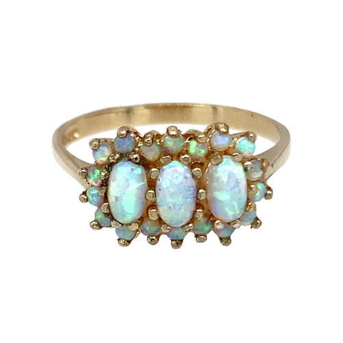 New 9ct Gold & Created Opal Cluster Ring