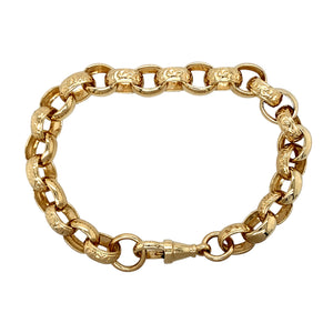 9ct Gold 9" Engraved Belcher Bracelet 29 grams