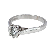 Load image into Gallery viewer, Preowned 18ct White Gold &amp; Diamond Set Solitaire Ring in size N with the weight 3.60 grams. The Diamond is approximately 25pt 
