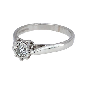 Preowned 18ct White Gold & Diamond Set Solitaire Ring in size N with the weight 3.60 grams. The Diamond is approximately 25pt 