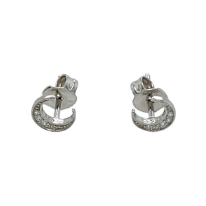 New 925 Silver & Cubic Zirconia Set Crescent Moon Stud Earrings with the weight 0.70 grams