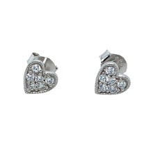 Load image into Gallery viewer, New 925 Silver &amp; Cubic Zirconia Set Heart Stud Earrings with the weight 0.96 grams
