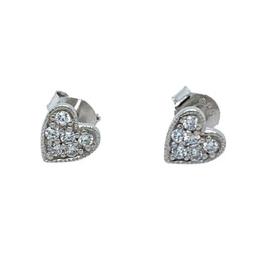 New 925 Silver & Cubic Zirconia Set Heart Stud Earrings with the weight 0.96 grams
