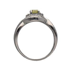 18ct White Gold Diamond & Canary Moissanite Ring