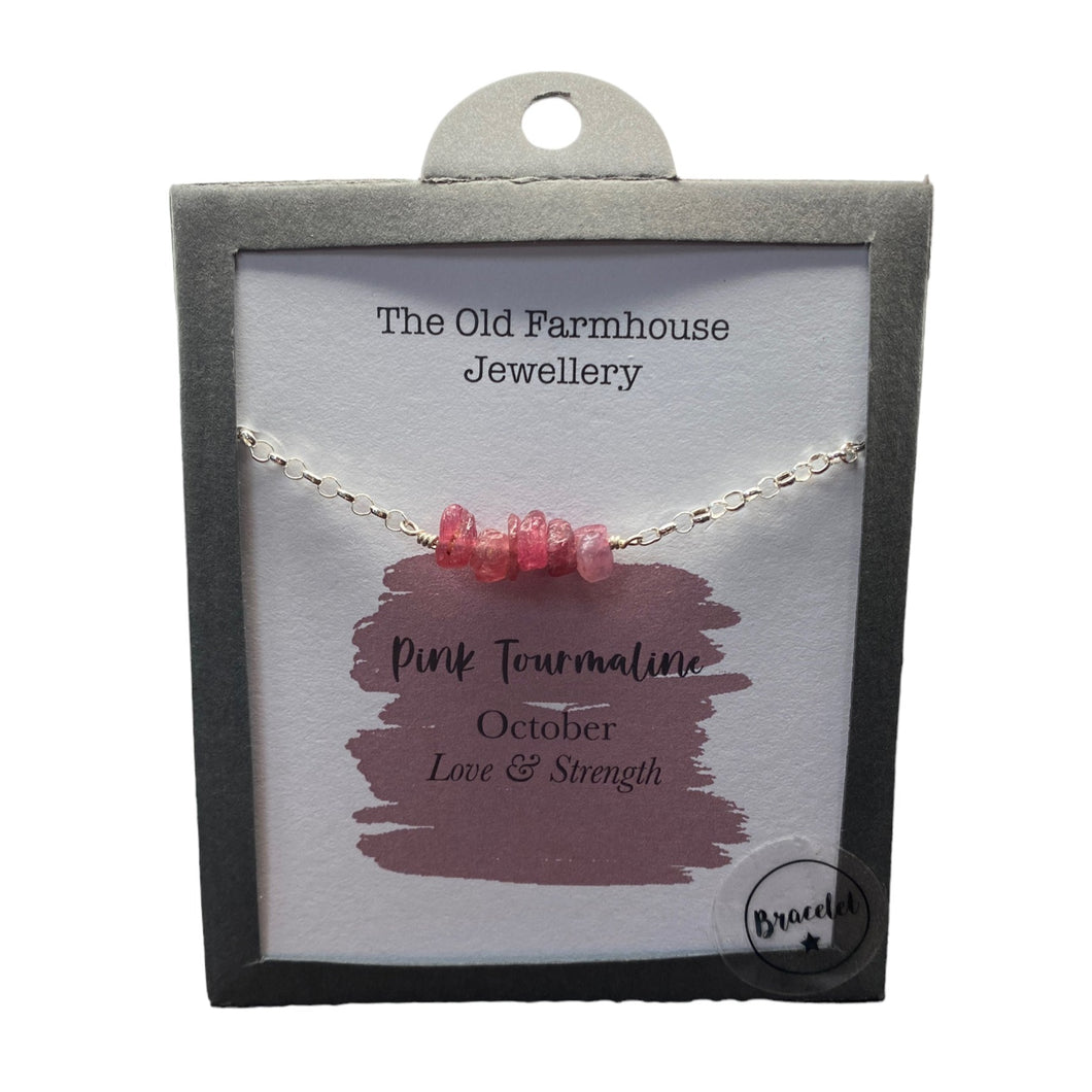 New 925 Silver & Pink Tourmaline Set October Birthstone 8