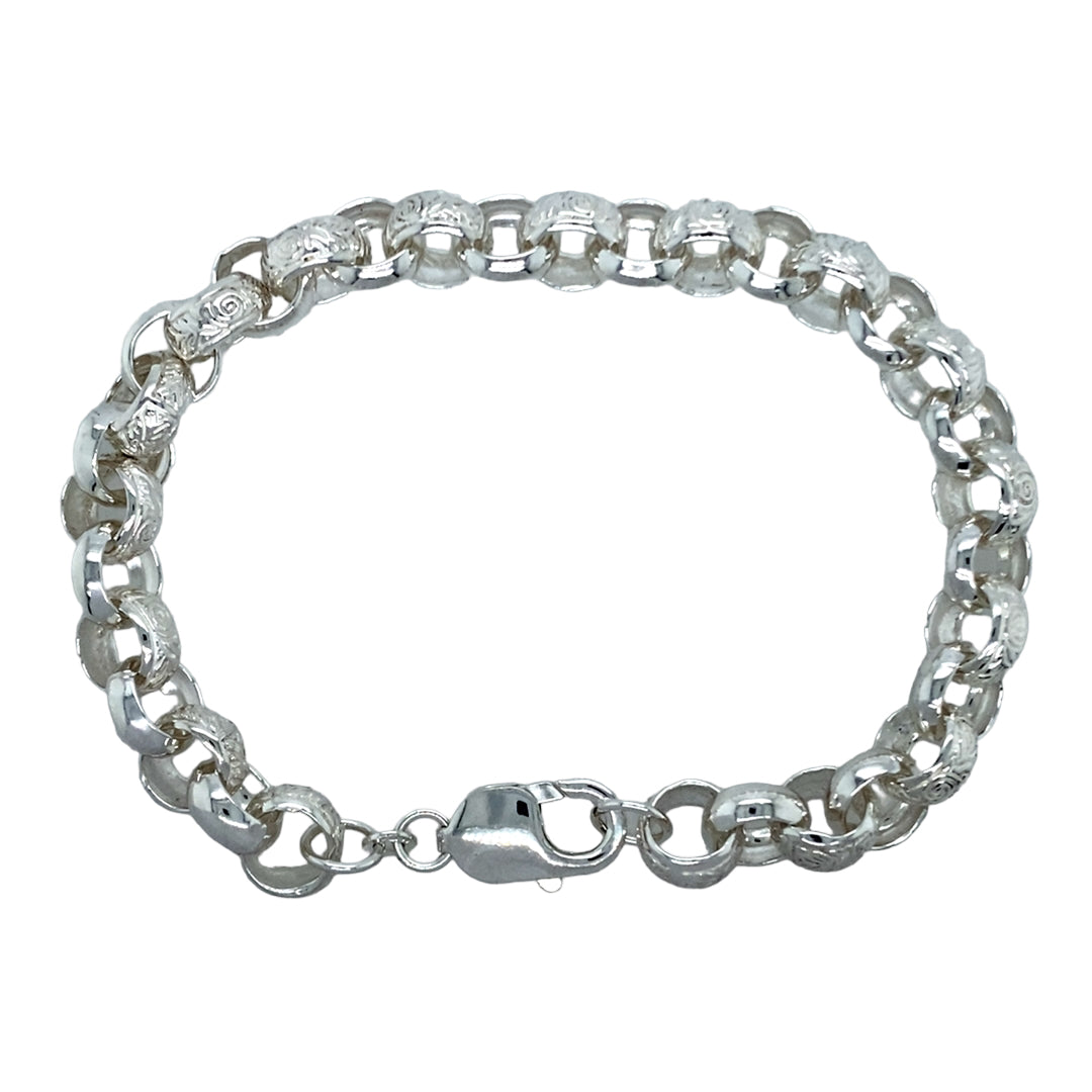 New 925 Silver 8.5" Patterned Belcher Bracelet