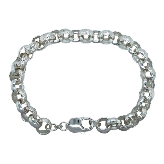 New 925 Silver 8.5" Patterned Belcher Bracelet