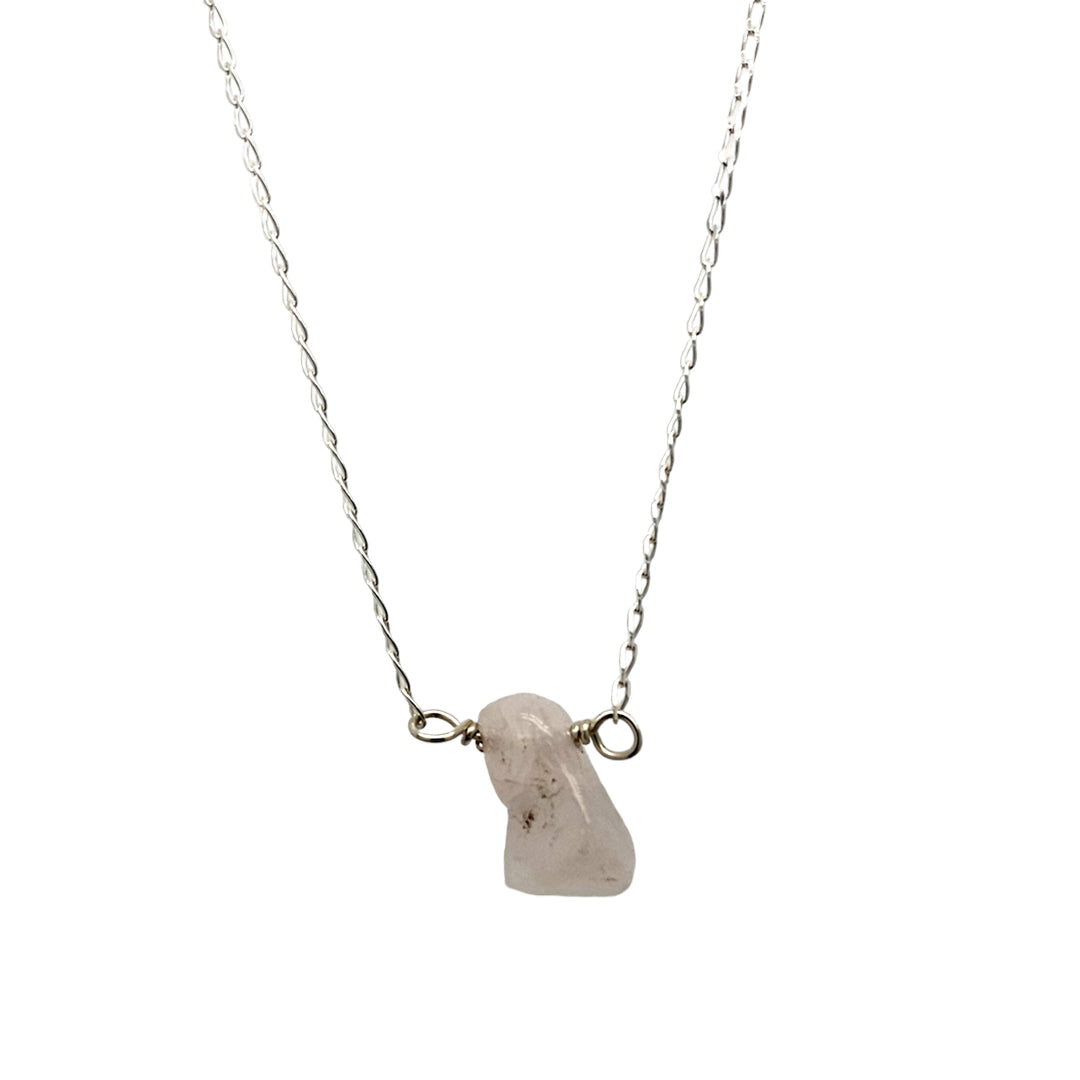925 Silver & Rose Quartz 16" Necklace