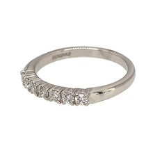Load image into Gallery viewer, Preowned 18ct White Gold &amp; Diamond Set Band Ring in size N with the weight 3.10 grams. The band is 2mm wide at the front
