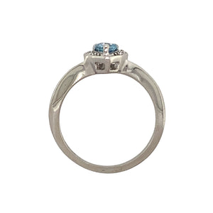 18ct White Gold Diamond & Aquamarine Set Ring