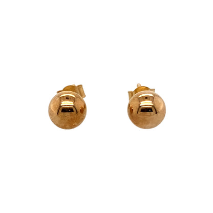 New 9ct Gold 5mm Ball Stud Earrings with the weight 0.30 grams. The backs of the studs are 8mm long