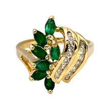 Load image into Gallery viewer, 14ct Gold Diamond &amp; Emerald Set Dress Ring

