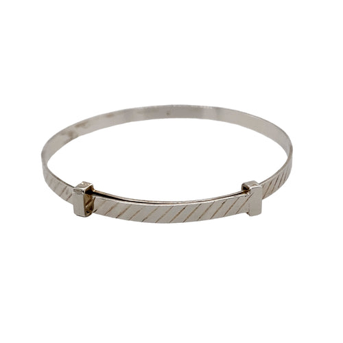 925 Silver Diamond-Cut Expandable Bangle