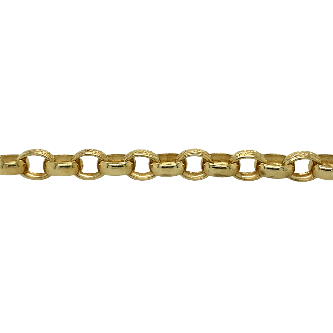New 9ct Gold 9.25" Engraved Belcher Bracelet 24 grams