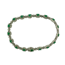 Load image into Gallery viewer, 18ct White Gold 7.5&quot; Diamond &amp; Emerald Set Bracelet
