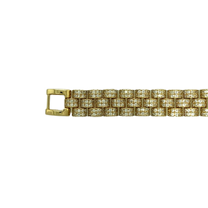 New 9ct Gold & Cubic Zirconia Set 6" Watch Style Bracelet