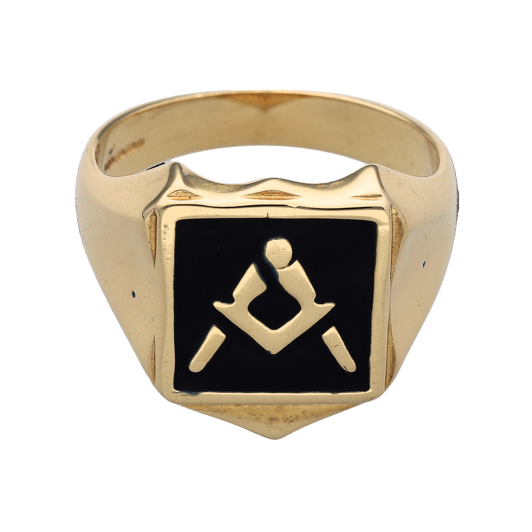New 9ct Gold Shield Masonic Signet Ring Gold Reserves Jewellers