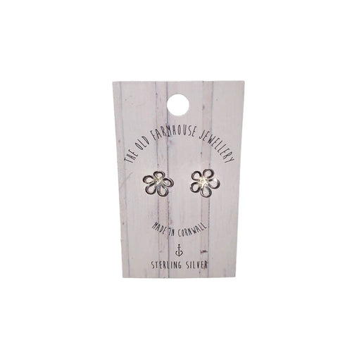 925 Silver Flower Stud Earrings with the weight 0.40 grams and 8mm diameter