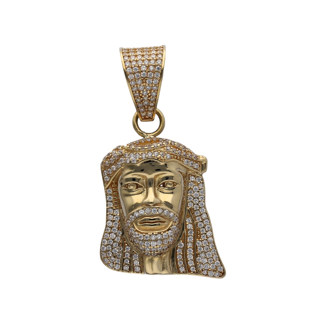 New 9ct Gold & Cubic Zirconia Set Jesus Pendant