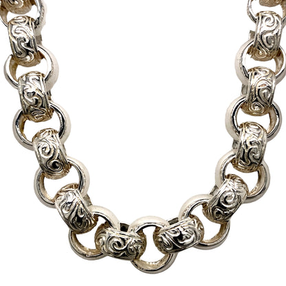 New 925 Silver 29" Patterned Belcher Chain