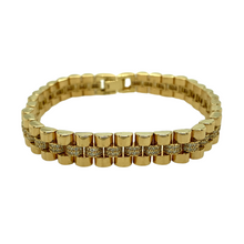 Load image into Gallery viewer, New 9ct Gold &amp; Cubic Zirconia Set 7.5&quot; Watch Style Bracelet
