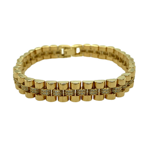 New 9ct Gold & Cubic Zirconia Set 7.5" Watch Style Bracelet