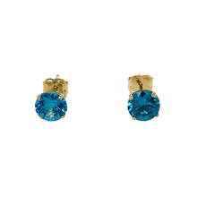 Load image into Gallery viewer, New 9ct Yellow Gold December Birthstone Stud Earrings with the weight 0.50 grams. The earrings are set with a synthetic citrine stone which is 5mm diameter
