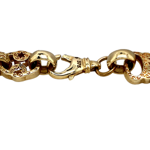 A unique bracelet with a stunning intricate design on each and every link. A tremendous amount of detail on the links of this bracelet creates an absolutely magnificent effect when viewed as a whole piece. The unique design combined with a substantial weight makes this high quality piece perfect for complimenting a chain or ring, but can also hold its own as a standalone piece
