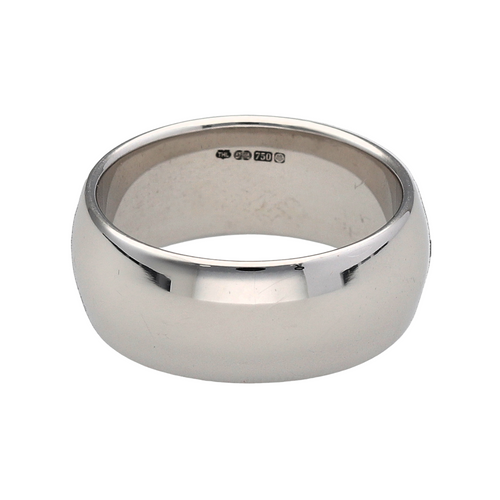 18ct White Gold 8mm D Shape Wedding Band Ring