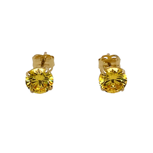 New 9ct Yellow Gold November Birthstone Stud Earrings with the weight 0.50 grams. The earrings are set with a synthetic citrine stone which is 5mm diameter