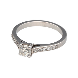 New 18ct White Gold & Diamond Solitaire Ring with diamond shoulders in size N with the weight 3.60 grams