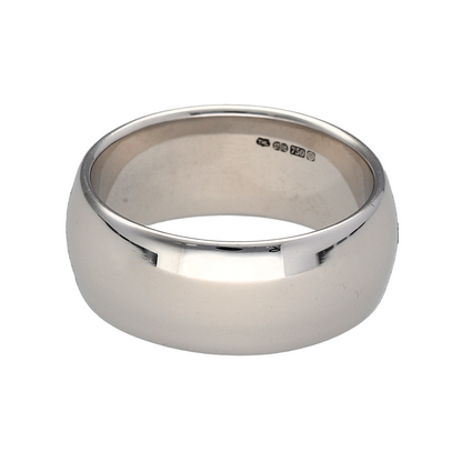 New 18ct White Gold 8mm D Shape Wedding Band Ring in size N with the weight 11.10 grams