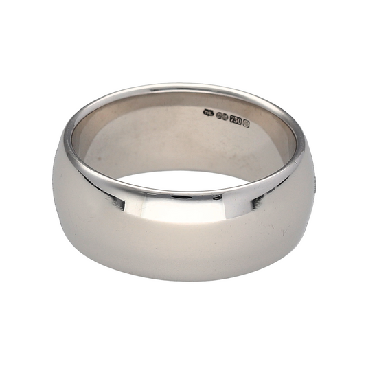 New 18ct White Gold 8mm D Shape Wedding Band Ring in size N with the weight 11.10 grams