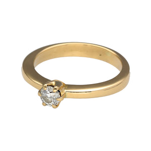 Preowned 18ct Yellow Gold & Diamond Solitaire Ring in size N with the weight 4.40 grams. The Diamond is approximately 25pt and is brilliant cut 