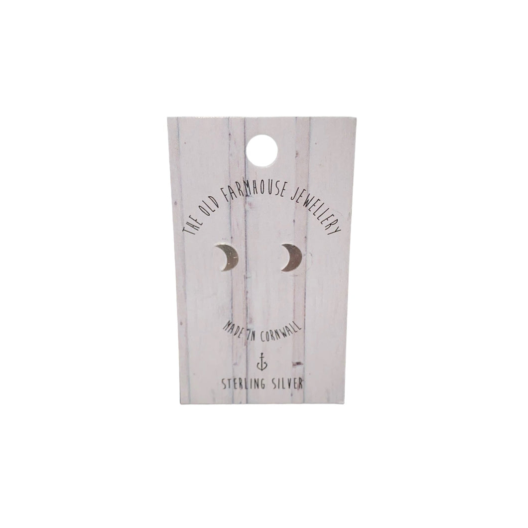 925 Silver Crescent Moon Stud Earrings with the weight 0.30 grams and 6mm diameter