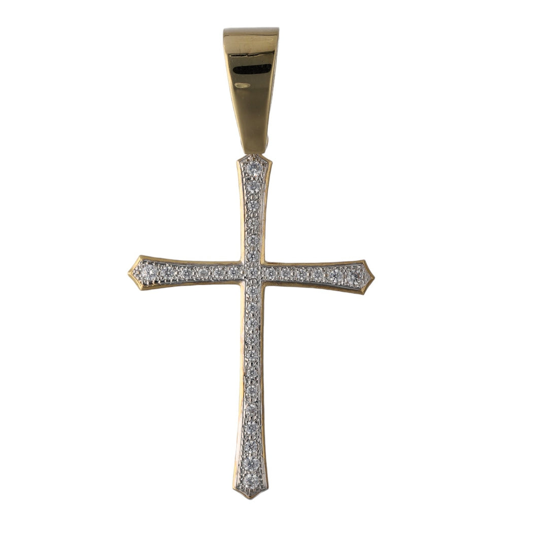 New 9ct Gold & Cubic Zirconia Set Large Cross Pendant