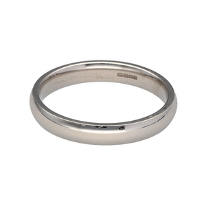 New 9ct White Gold Court Shape Wedding 3mm Band Ring in size N with the weight 2.20 grams