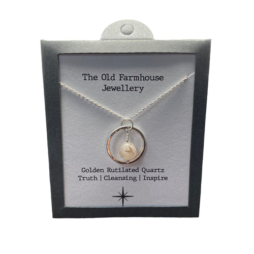 New 925 Silver & Golden Rutilated Quartz Set Nugget 18