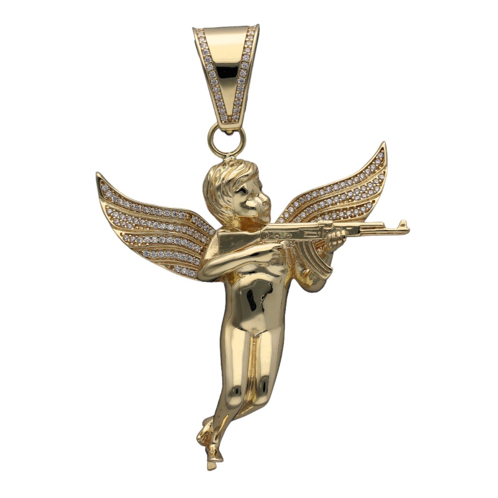 Solid gold online angel pendant