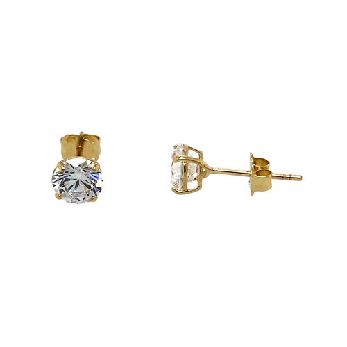 New 9ct Gold April Birthstone Stud Earrings