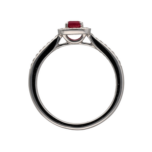 9ct White Gold Diamond & Ruby Halo Ring