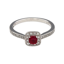 Load image into Gallery viewer, 9ct White Gold Diamond &amp; Ruby Halo Ring
