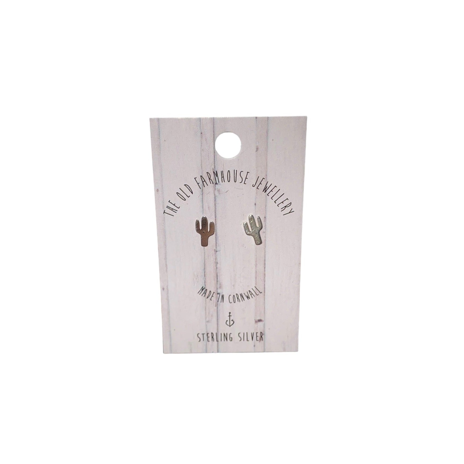 925 Silver Cactus Stud Earrings with the weight 0.40 grams and size 8mm by 5mm