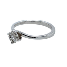 Load image into Gallery viewer, Preowned 9ct White Gold &amp; 0.135pts Diamond Cluster Solitaire Look Ring in size M with the weight 2.20 grams
