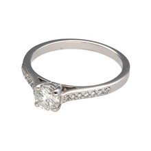 Load image into Gallery viewer, New 18ct White Gold &amp; Diamond Solitaire Ring with Diamond set shoulders. There is approximately 64pt of Diamonds in total with approximate colour G/H and clarity Si2. This ring is in size N with the weight 3.30 grams
