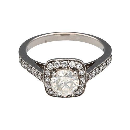 New 18ct White Gold & Diamond Set Halo Ring
